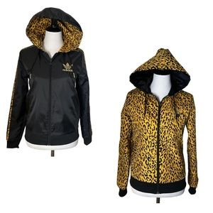 Sz LARGE Adidas jacket reversible animal print cheetah